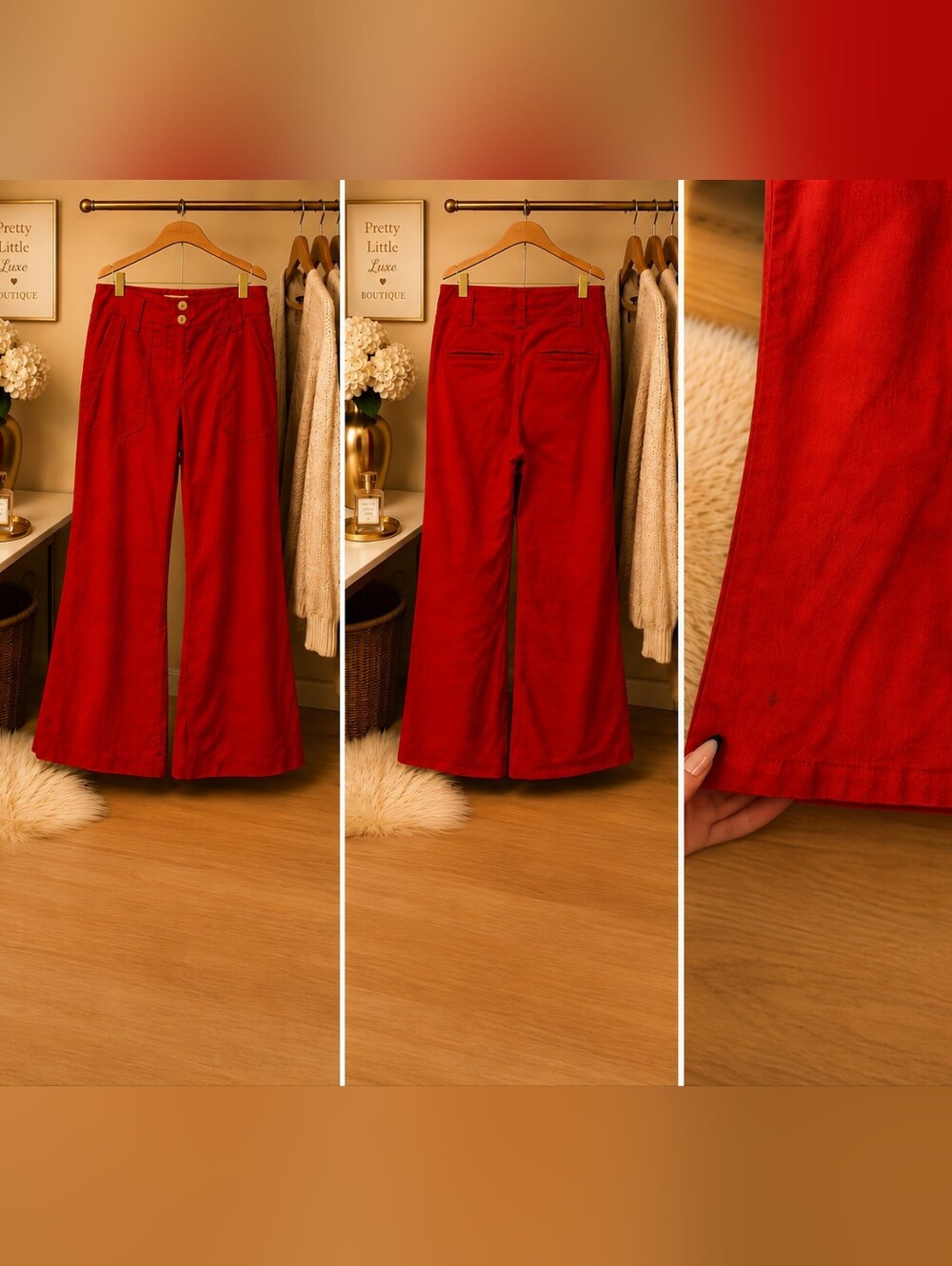 Maeve Anthropologie Red Wide Leg Pants Size Small
